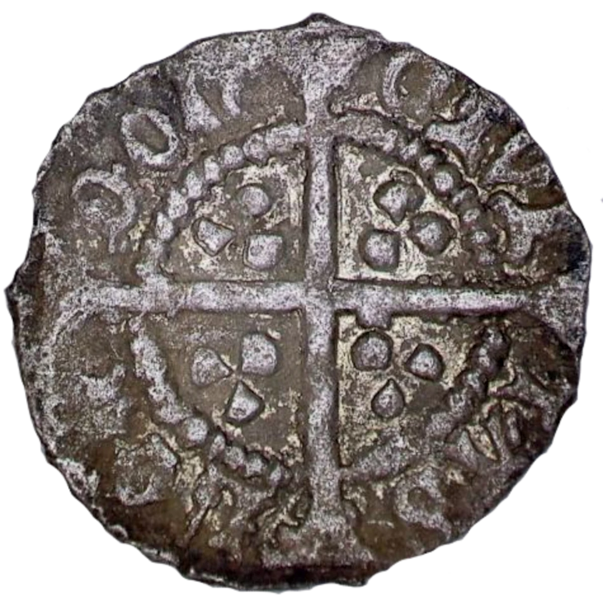Edward IV Second Reign Coinage Farthing Reverse Type C enlarged