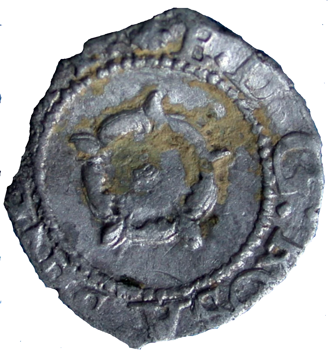 Edward 6 Farthing Third Period Very Base Issue Farthing obverse Die 2.3 enlarged