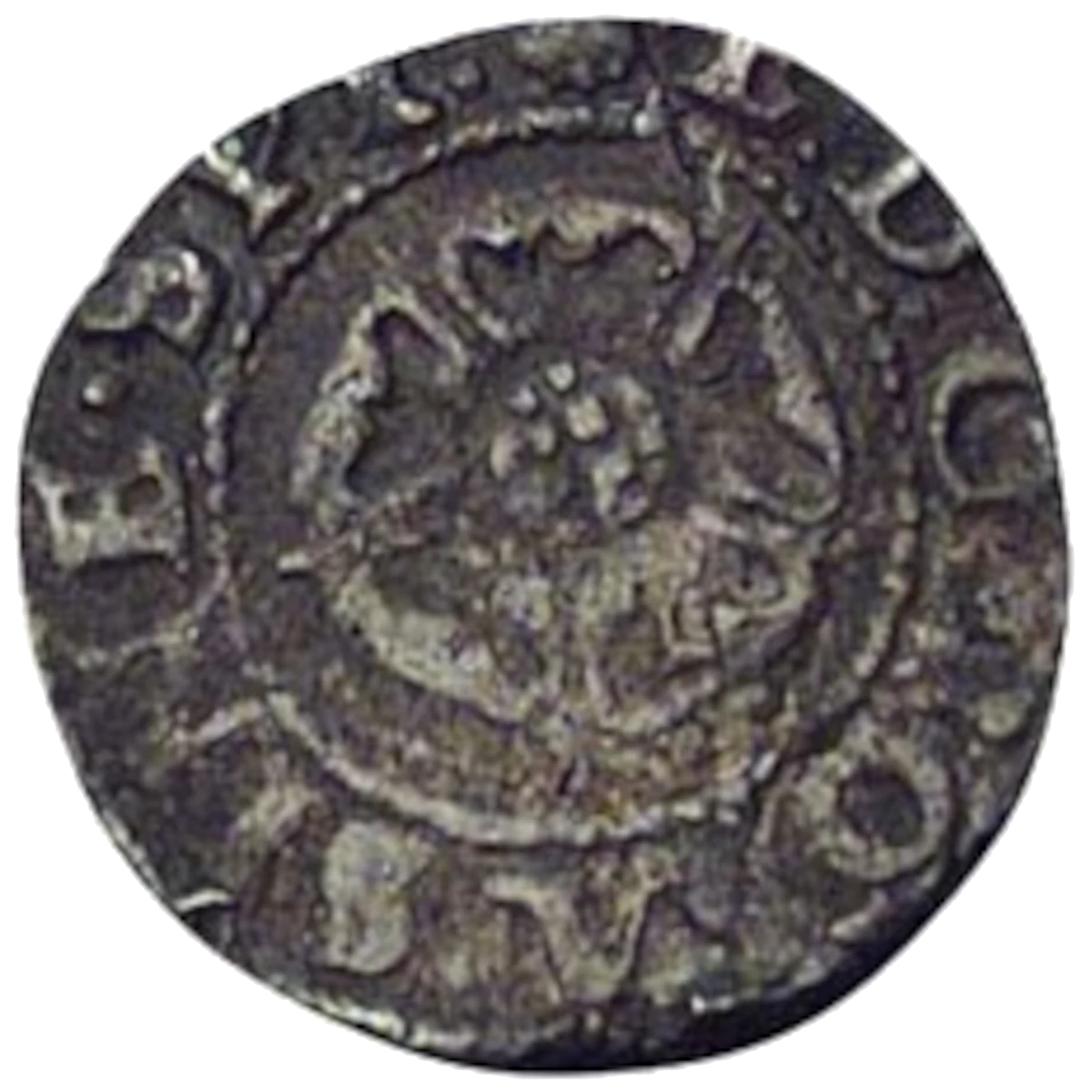 Edward 6 Farthing Third Period Very Base Issue Farthing obverse Die 2.4 enlarged