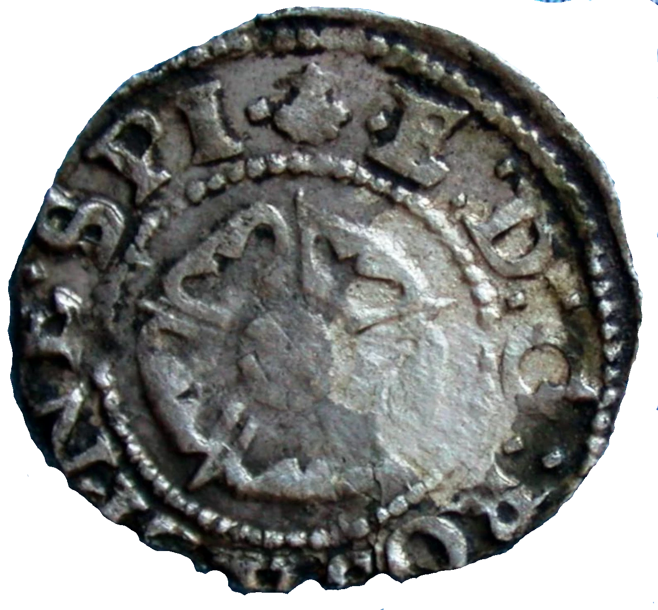 Edward 6 Farthing Third Period Very Base Issue Farthing obverse Die 2.5 enlarged