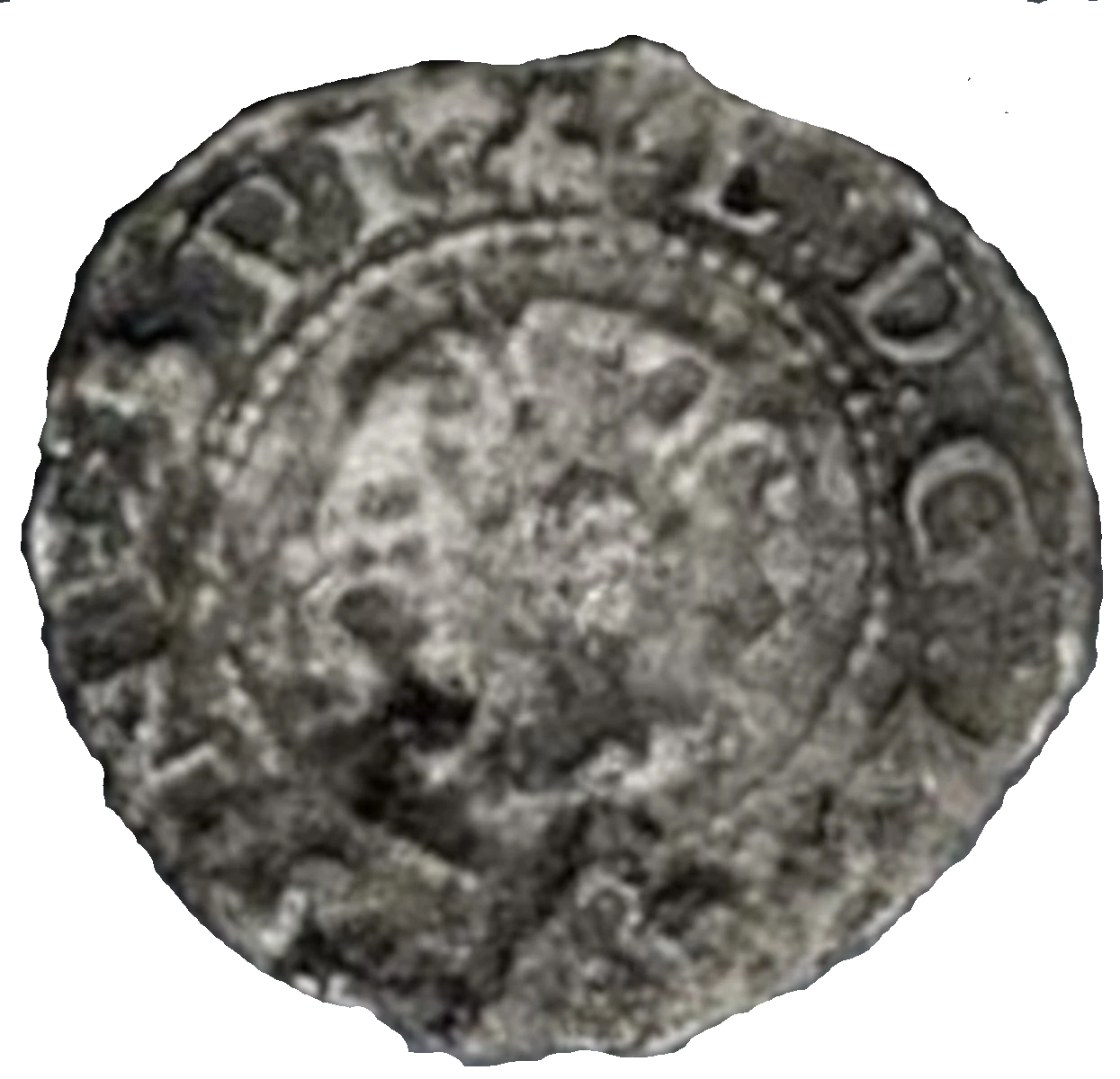 Edward 6 Farthing Third Period Very Base Issue Farthing obverse Die 2.6 enlarged