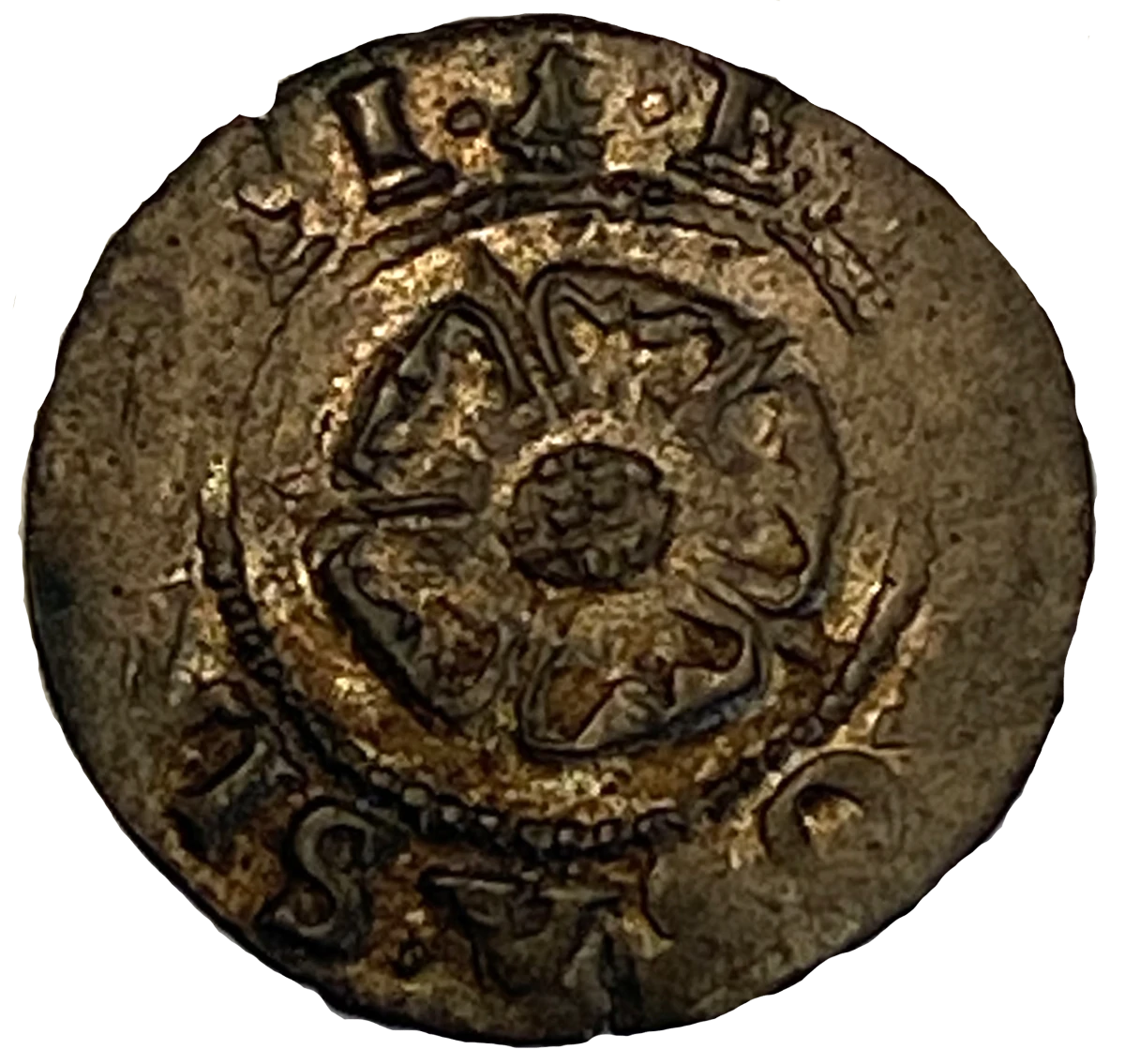 Edward 6 Farthing Third Period Very Base Issue Farthing obverse Die 2.6 enlarged