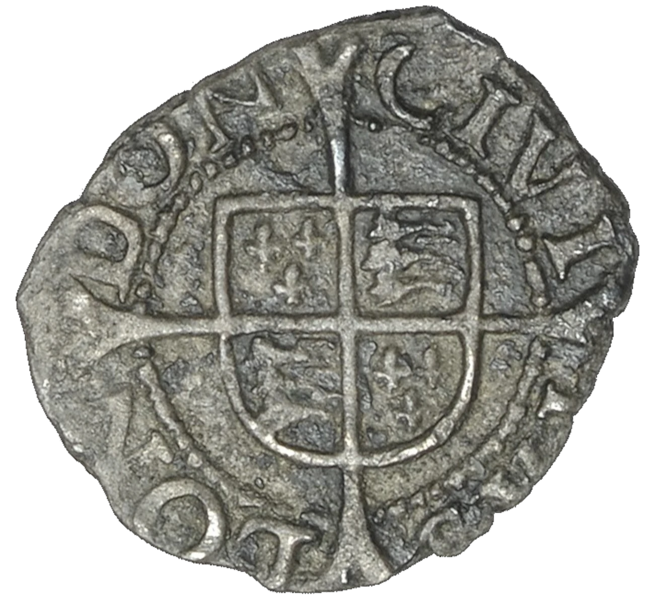 Edward 6 Farthing Third Period Very Base Issue Farthing reverse Die A enlarged