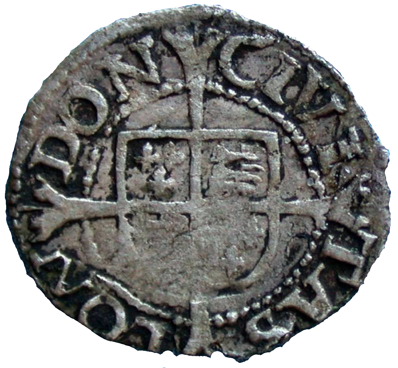Edward 6 Farthing Third Period Very Base Issue Farthing reverse Die D enlarged