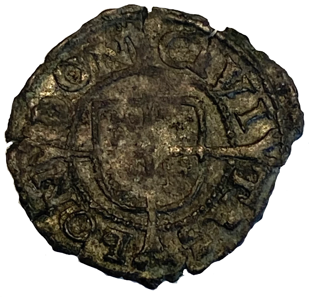 Edward 6 Farthing Third Period Very Base Issue Farthing reverse Die G enlarged