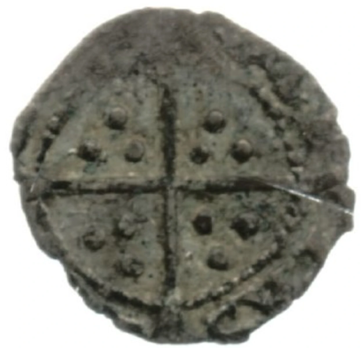Edward 6 Farthing Third Period Fine Silver Issue Farthing reverse Type A enlarged