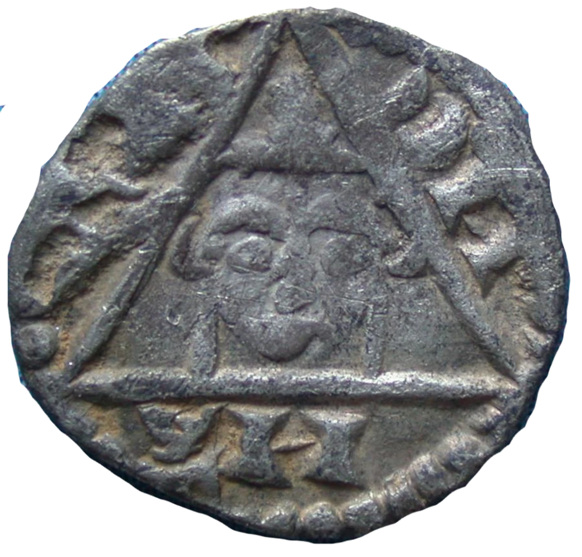 John as King Anglo-Irish farthing Contemporary Forgery obverse 2 enlarged