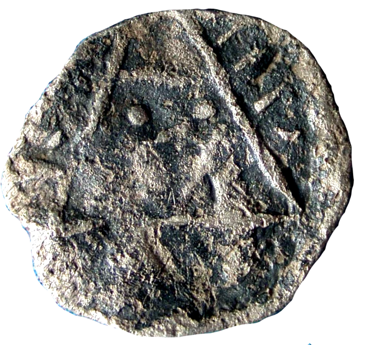 John as King Anglo-Irish farthing Contemporary Forgery obverse 9 enlarged
